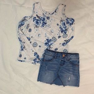 Like new Justice Jean skirt and cold shoulder top
